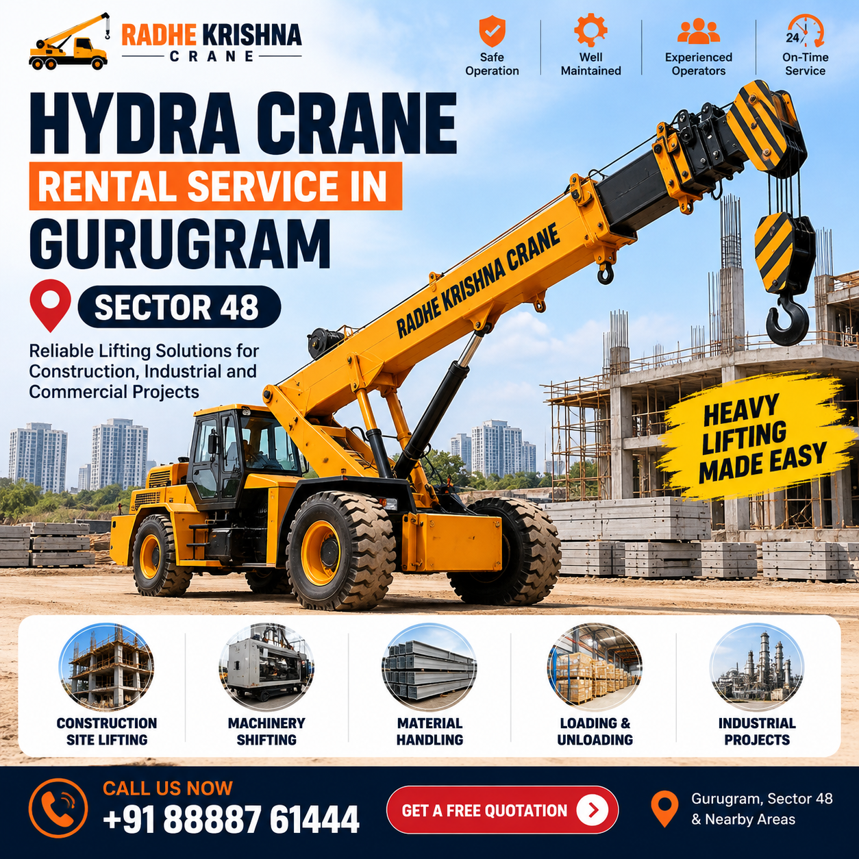 Hydra Crane Rental Service in Gurugram Sector 48 